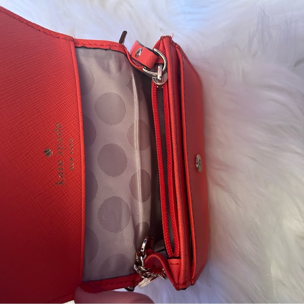 Kate Spade orange saffiano leather small chain wallet - Picture 6 of 6